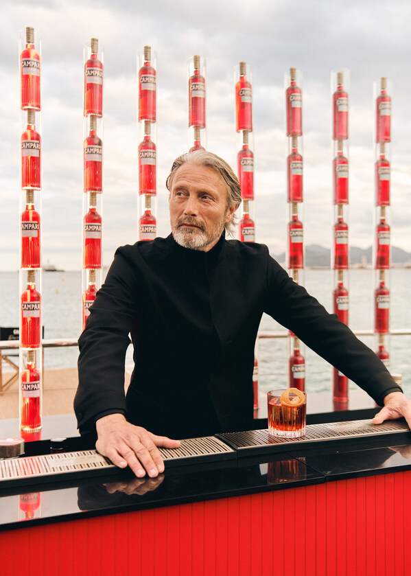 Mads Mikkelsen unveils his Negroni twist at Campari’s Hyde Beach event during the 78th Cannes Film Festival, May 17, 2025. Mads Mikkelsen unveils his Negroni twist at Campari’s Hyde Beach event during the 78th Cannes Film Festival, May 17, 2025.